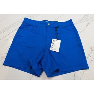 Zenana‎ Womens Royal Blue High Rise Stretch Twill Shorts  Size M NWT